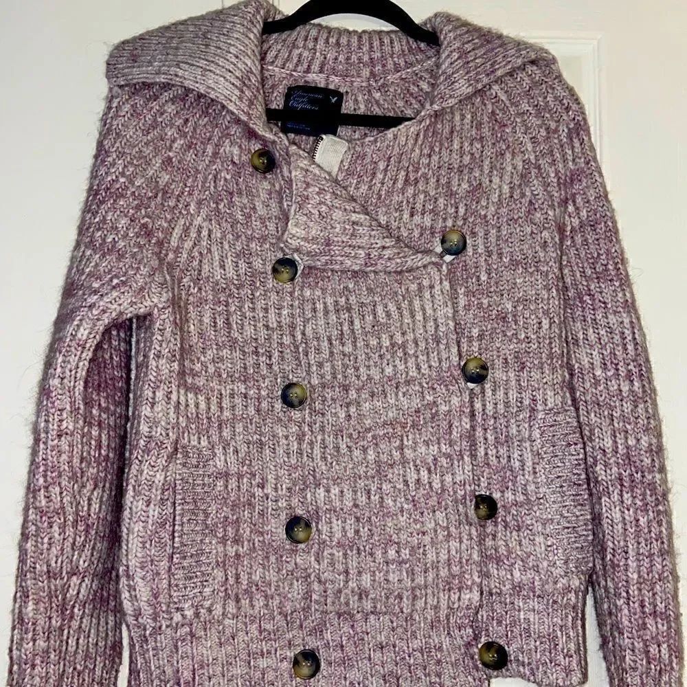 American eagle wool and alpaca full button/zip sweater size large